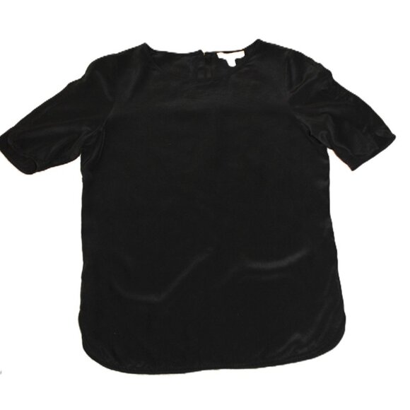 BANANA REPUBLIC 100% Silk Half-Sleeve Blouse in Black - Size S - Picture 11 of 14